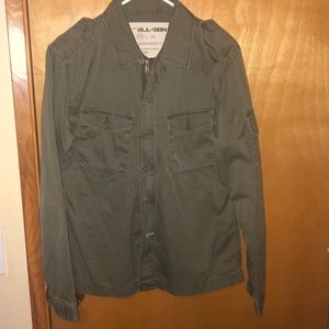 Olive Green Zip and Button Coat